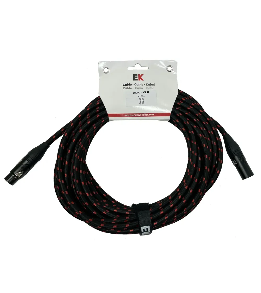 CABLE EK AUDIO TRENZADO DE TELA PARA MICRÓFONO XLR-XLR MACHO-HEMBRA 9 METROS CABLE EK AUDIO TRENZADO DE TELA PARA MICRÓFONO XLR-XLR MACHO-HEMBRA 9 METROS