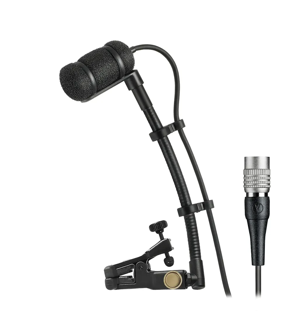 AUDIO-TECHNICA ATM350UcW Micrófono de condensador cardioide de pinza con soporte de montaje universa