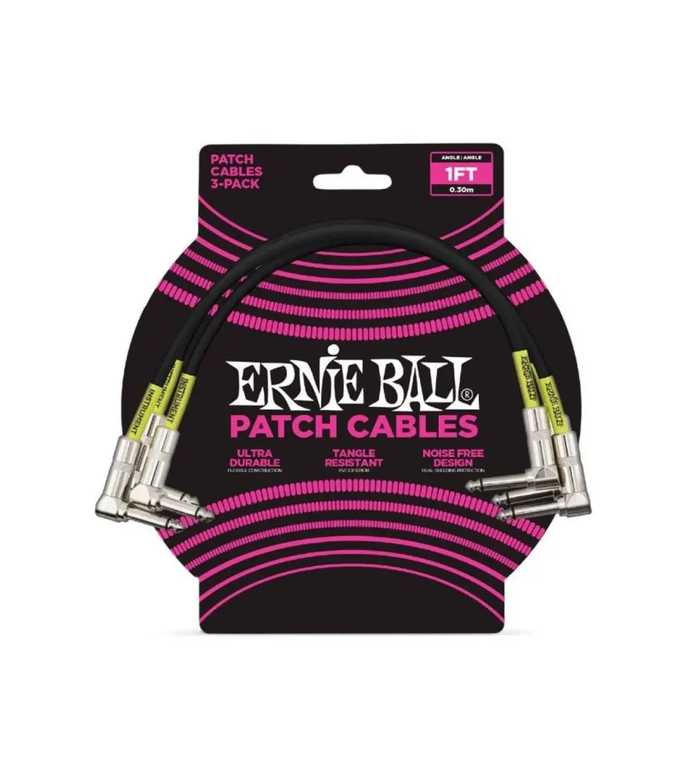 ERNIE BALL INTERLINK PVC JACK-JACK AA NEGRO - 0,30M (PACK DE 3) ERNIE BALL INTERLINK PVC JACK-JACK AA NEGRO - 0,30M (PACK DE 3)