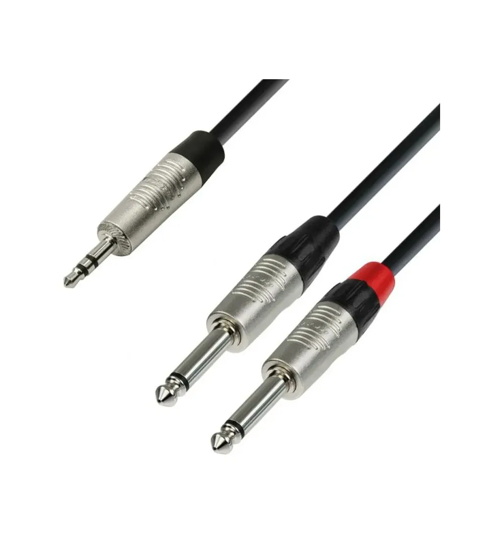 Adam Hall K4YWPP0300 Cable de Audio REAN de Minijack 3,5 mm estéreo a 2 Jacks 6,3 mm mono 3 m Adam Hall K4YWPP0300 Cable de Audio REAN de Minijack 3,5 mm estéreo a 2 Jacks 6,3 mm mono 3 m