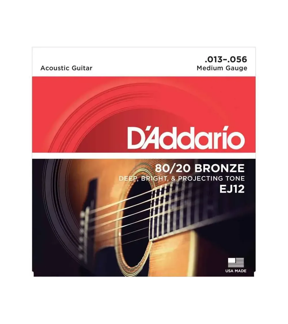 Daddario EJ12 80/20 Bronze Medium cuerdas para Guitarra Acústica