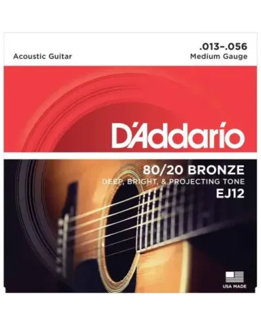 Daddario EJ12 80/20 Bronze Medium cuerdas para Guitarra Acústica