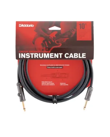 Cable D'Addario para instrumentos con interruptor, 10 pies (3 m).