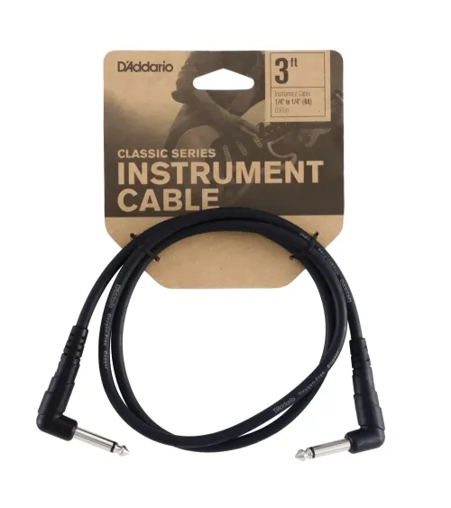 Cable de conexión, serie Classic de D'Addario, paquete de 3, ángulo recto, 6 pulgadas (152 mm).