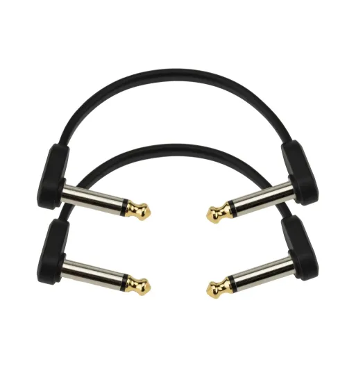 D'Addario. Cable de conexión plano, 10 cm en ángulo recto, Pack doble.