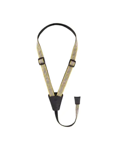 D’Addario. Correas de tipo estribo para ukelele. Paisley amarillo/morado