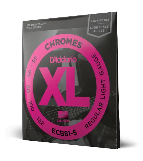 D'Addario ECB81-5, cuerdas para bajo de 5 cuerdas, blandas, 45-132, escala larga