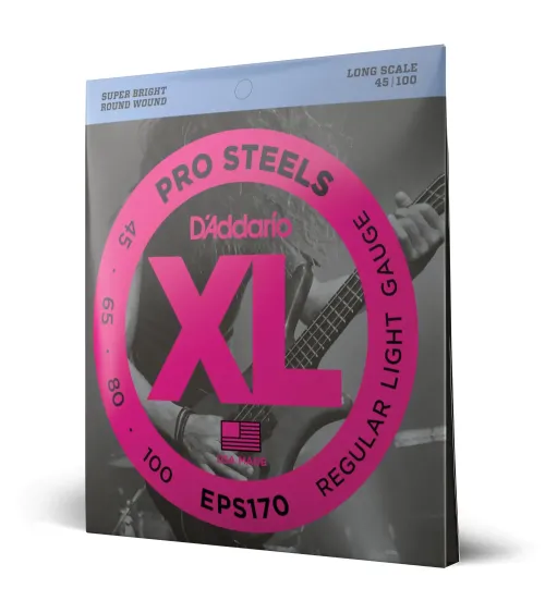D'Addario EPS170 ProSteels, cuerdas para bajo, blandas, 45-100, escala larga