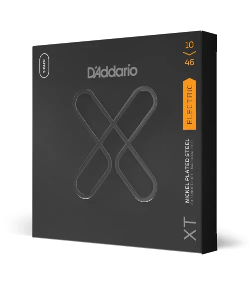 D'Addario. XTE1046, XT Electric Nickel Plated Steel, calibre regular fino, 10-46, 3 juegos