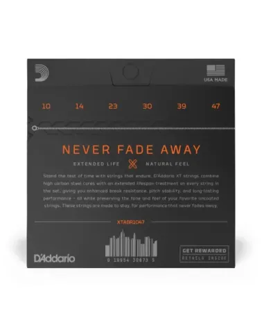 D'Addario XTABR1047, XT Acoustic 80/20 Bronze, calibre fino, 10-47