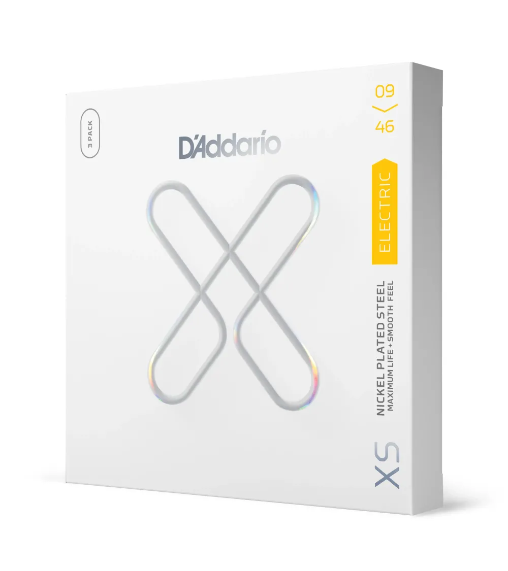 Cuerdas D'Addario para guitarra eléctrica guitarra recubiertas XS Nickel, 09-46. Pack de 3