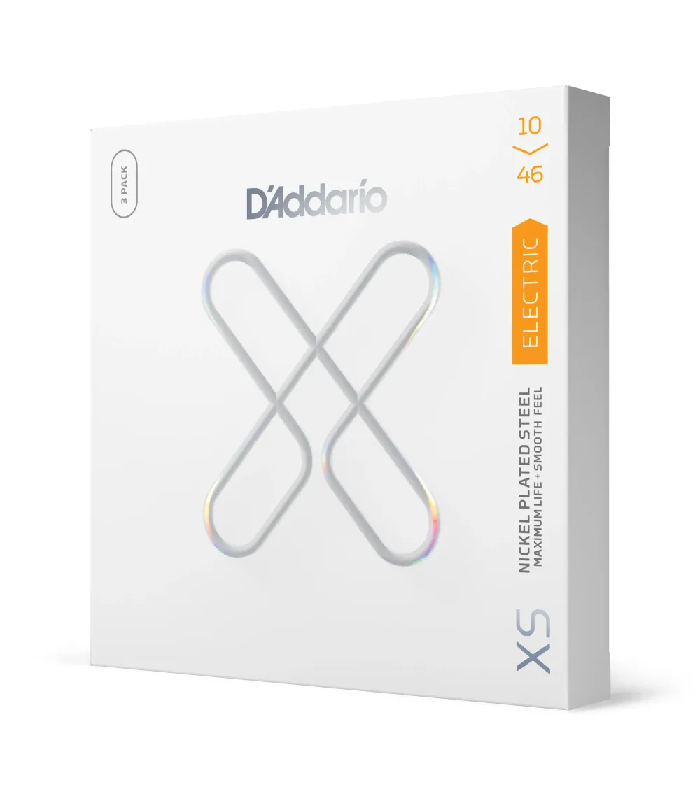 D'Addario Cuerdas para guitarra eléctrica recubiertas XS Nickel, 10-46. Pack de 3